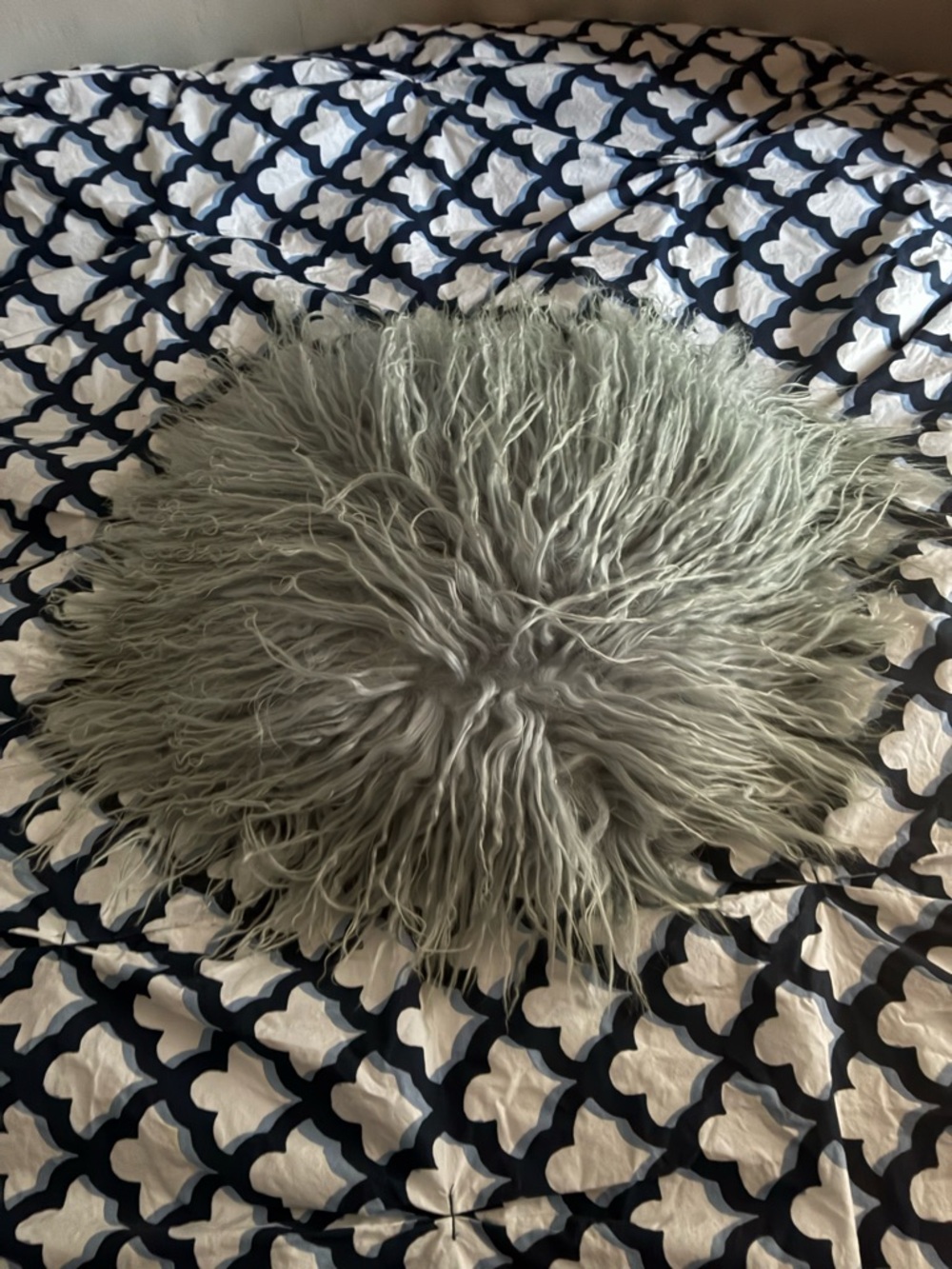 Fur blue pillow